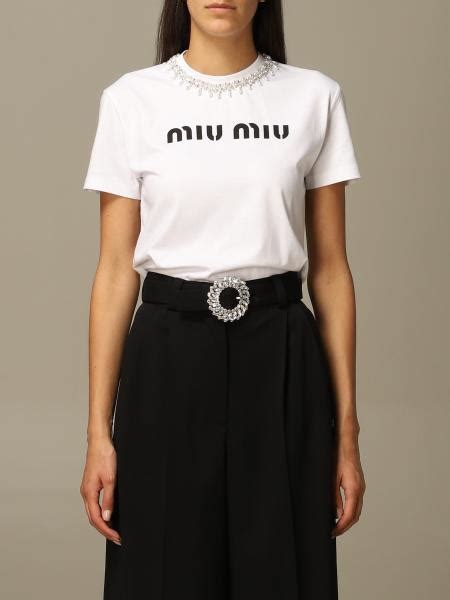 miu miu t shirt 2017|White/black Cotton T.